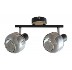 spot lamp, black+oak pattern, smoke glass E14 2X MAX 40W spot lamp, black+oak pattern, smoke glass E14 2X MAX 40W