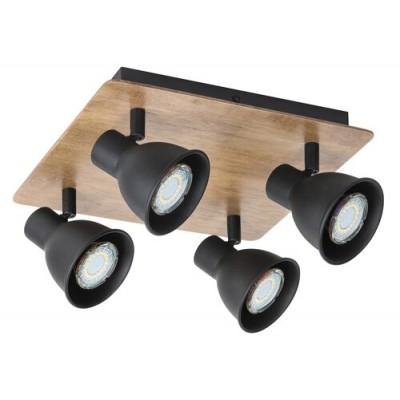 Mac spot w.o.bulb,GU10 4x35W,blck/beech